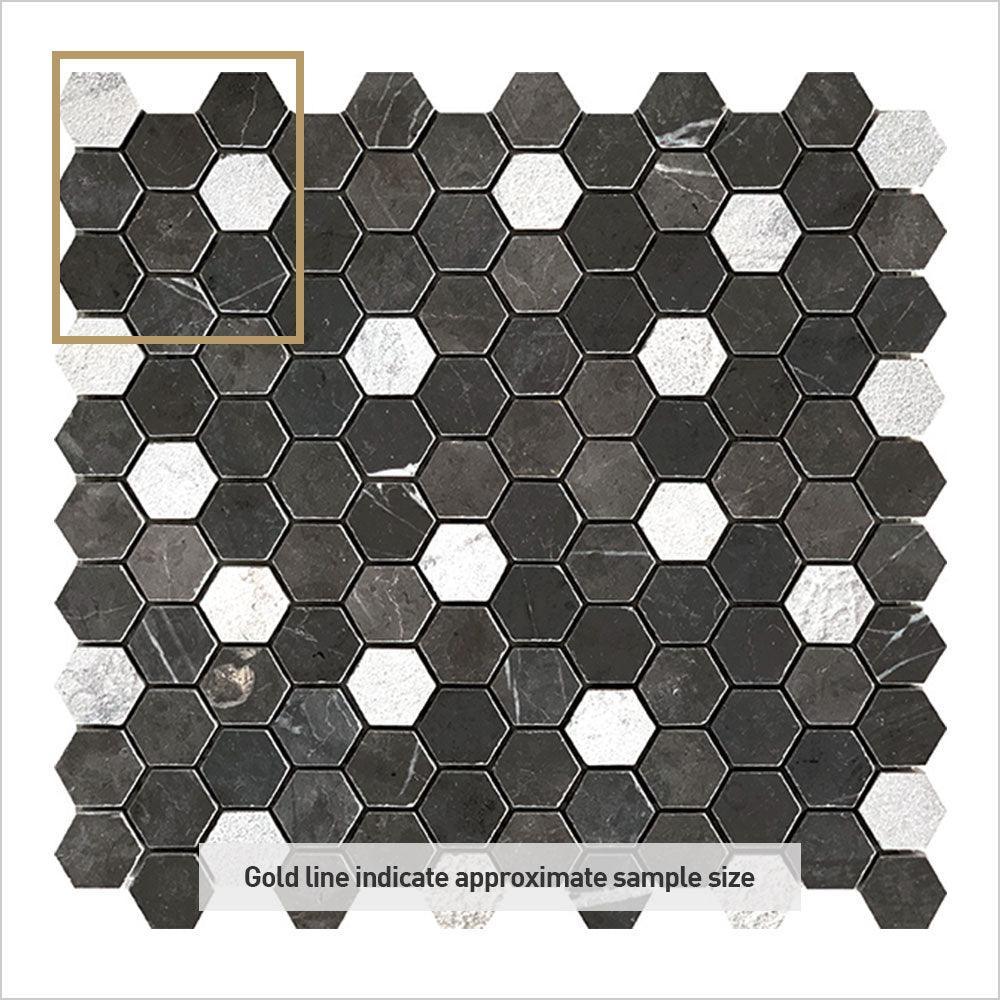 Ocean Pietra Dark Small Hexagon 30x30 Honed Marble Mosaic (per sheet) - Tile Lane