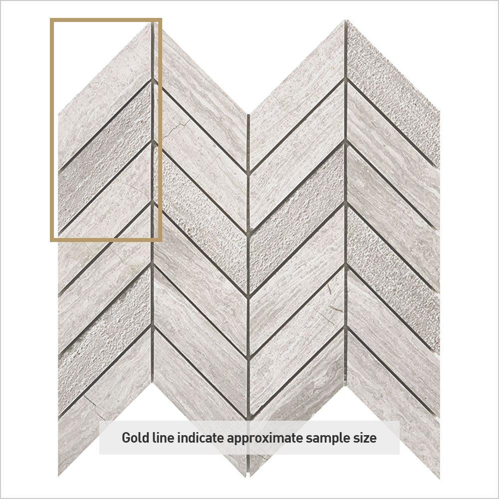 Ocean Wood Grey Light Chevron 30x950 Honed Marble Mosaic (per sheet) - Tile Lane