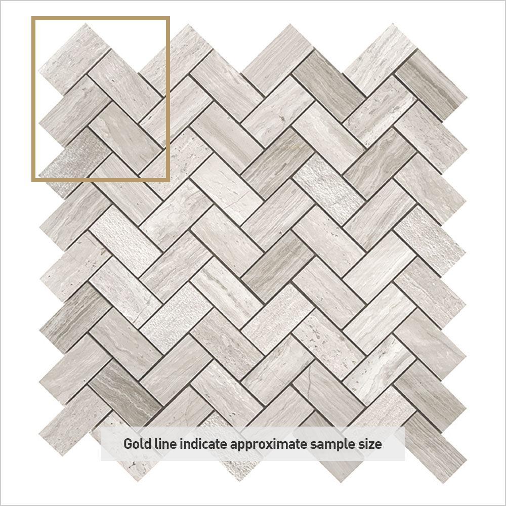 Ocean Wood Grey Light Small Herringbone 25x50 Honed Marble Mosaic (per sheet) - Tile Lane