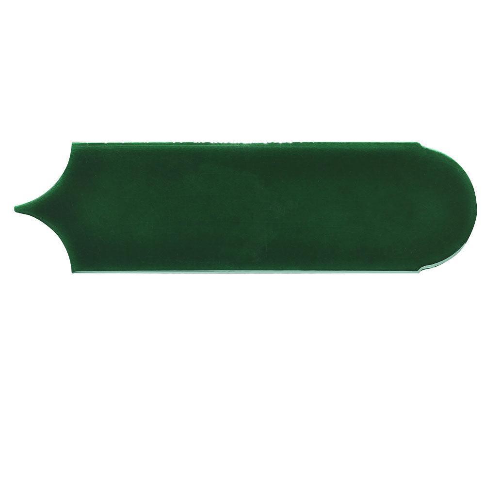 Olympus Hunter Green Feather 85x300 Hand Made Gloss Tile - Tile Lane