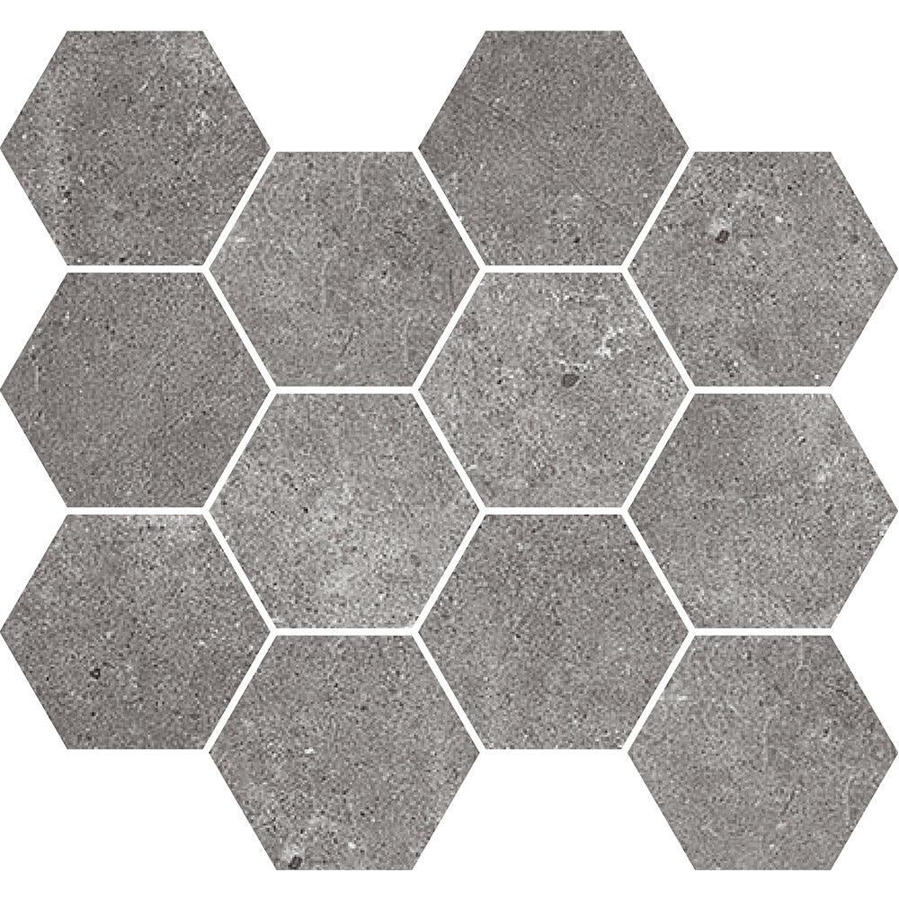 Prague Dark Grey Hexagon Mosaic Matt 254X317 Porcelain Tile - Tile Lane