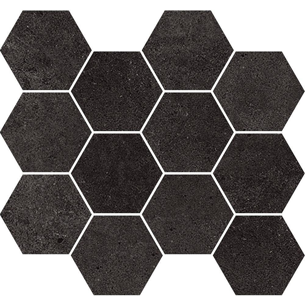 Prague Graphite Hexagon Mosaic Matt Porcelain Tile - Tile Lane